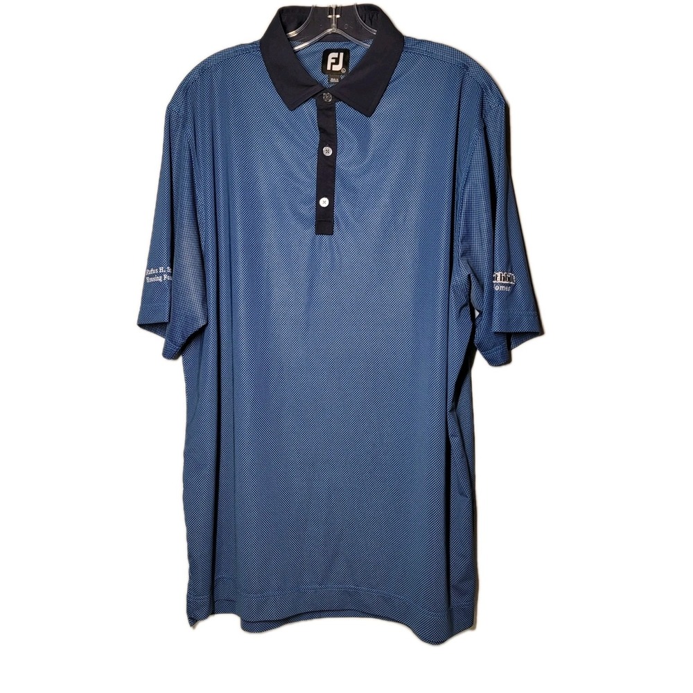 FootJoy Golf Polo Shirt Men's Large Blue And Black Micro Check Preppy